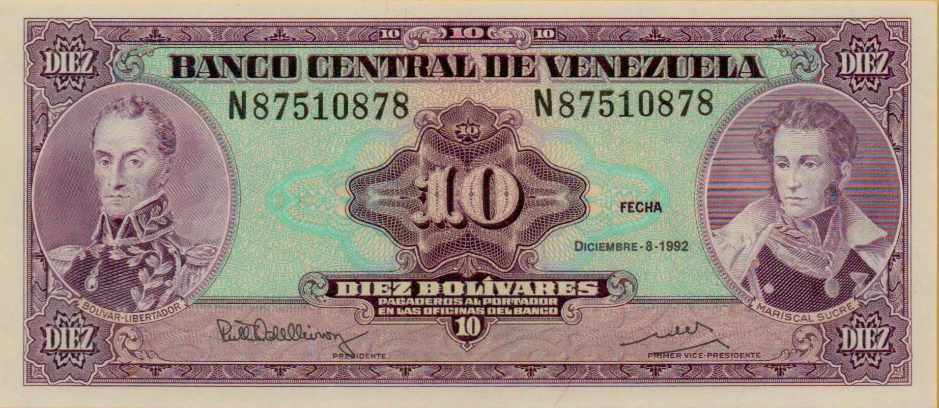 Venezuela 10 1992 UNC P-61/c